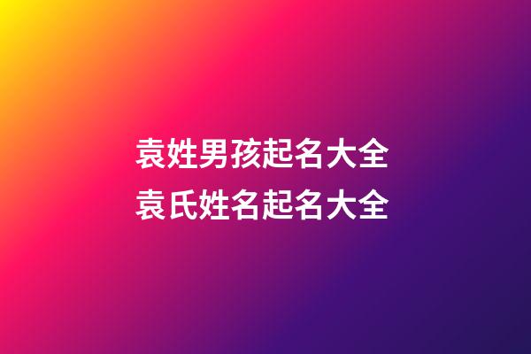 袁姓男孩起名大全 袁氏姓名起名大全